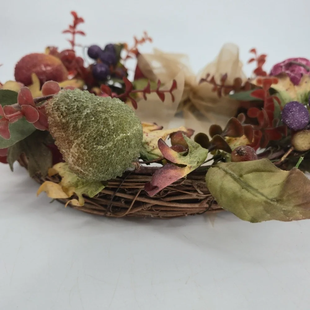 Vintage Avon 2000 Harvest Wreath Faux Fruit Fall Leaves Original Box 12